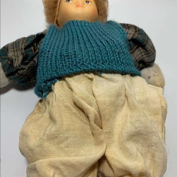 Antique Dutch Boy Doll Stuffed Porcelain Head Hand Painted with Swing - Picture 6 of 6